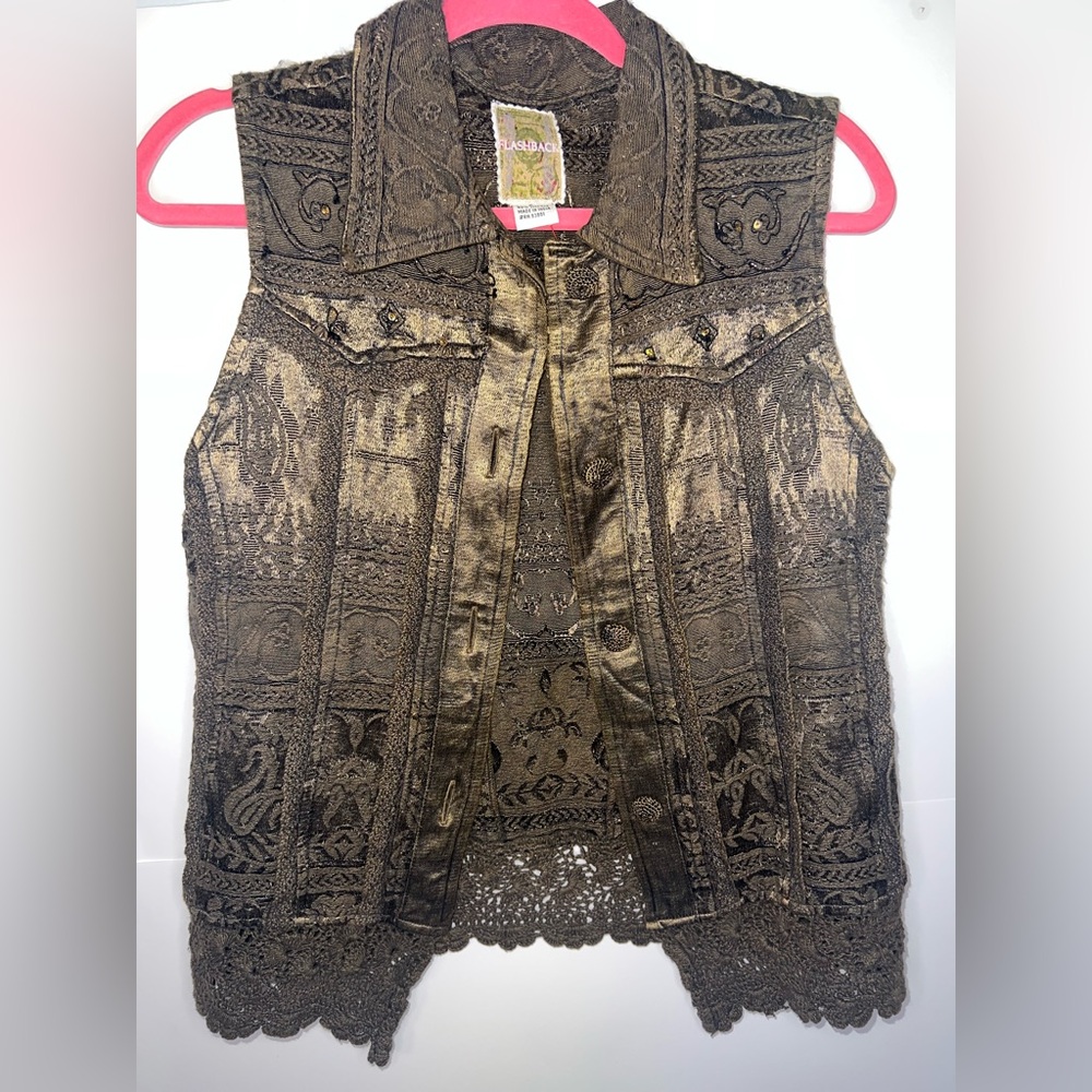 Gold Lace Sleeveless Vest